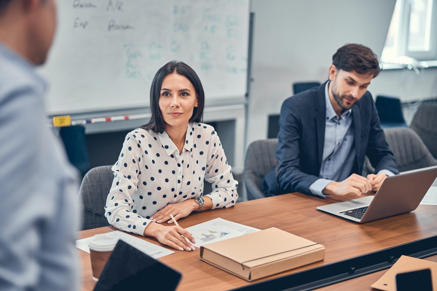 Colleagues working in office, discussing developing new industry in business